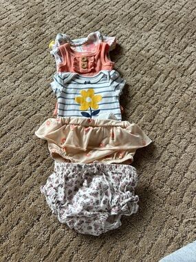 Carter's Peach, Yellow & Cream Baby Girls Diaper Covers Set